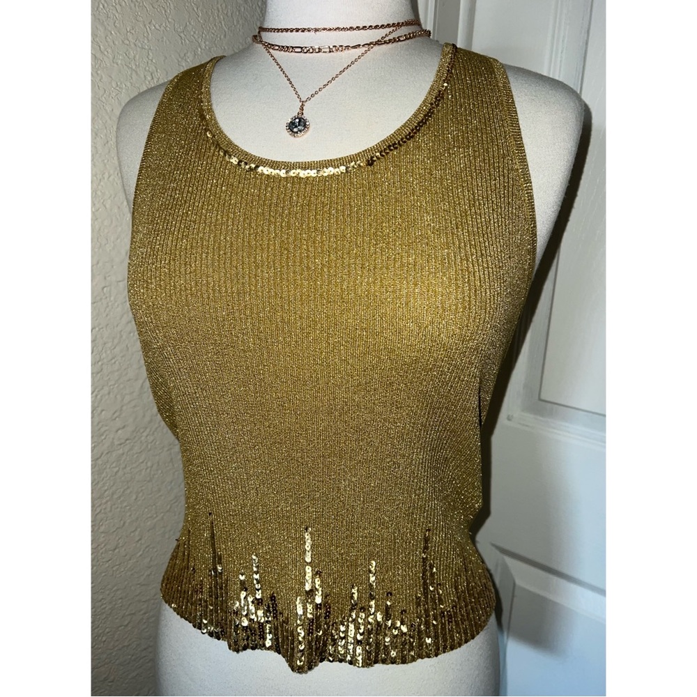 Bernardo Gold Tank Top w/ Sequence Detailing